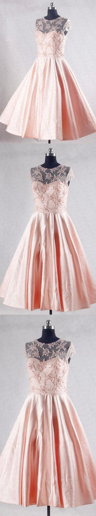 Cap Sleeve A Line Pearls Beading Knee Length Peach Pink Short Homecoming Dresses,220029