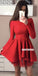 Off Shoulder Jersey A-Line Tulle Long Sleeve Homecoming Dress, FC1702