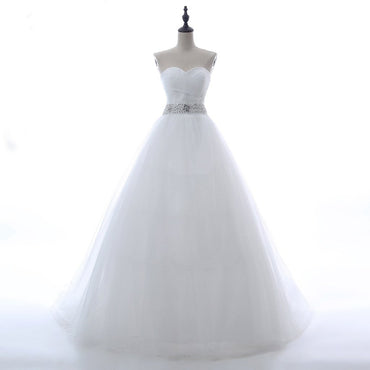 Long Wedding Dress, Sweet Heart Wedding Dress, Tulle Bridal Dress,Wedding Dress with Rhinestone, Beading Wedding Dress, Lace Honest Wedding Dress, LB0316
