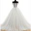 Off Shoulder Lace Sleeveless Charming Tulle Floor-Length Wedding Dresses,220052