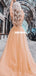 Charming A-line Tulle Sexy V-neck Beaded Prom Dress, FC5334