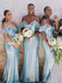 Off Shoulder Charming Spaghetti Straps Sequin Sparkle Mermaid Bridesmaid Dress, FC5802
