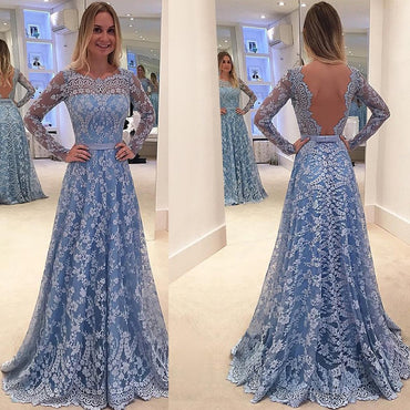 Long Prom Dress, Long Sleeve Prom Dress, Lace Prom Dress, A-Line Prom Dress, Beautiful Prom Dress, Backless Prom Dress, Party Dresses, Evening Dresses, LB0685