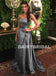 Grey Charming Satin Backless A-Line Vintage Prom Dresses, D732
