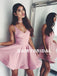 Above-Knee Pink Homecoming Dress, V-Neck Backless Adorable Homecoming Dress, D758