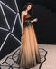 One Shoulder Gradual Tulle A-Line Applique Long Prom Dresses, FC2074