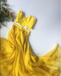 Yellow A-line Two Pieces Backless Charming Prom Dresses, FC2379