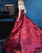 Charming A-line Satin Backless Applique Prom Dresses, FC4014
