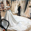 New Arrival Satin A-Line Wedding Dresses, Charming Applique Backless Wedding Gowns, FC566