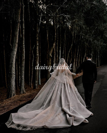 Charming Off Shoulder Lace A-line Backless Beaded Wedding Dress, FC5063